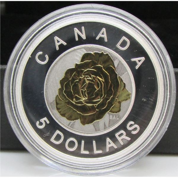 2014 Canada $5 Fine Silver Coin - Flowers In Canada - The Rose By RCM