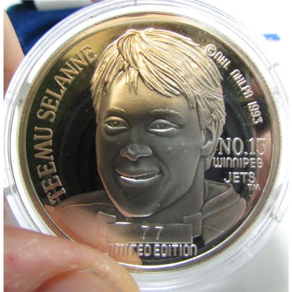 1 Oz .999 Fine Silver - 1993 Teemu Selanne Calder Memorial Trophy Winner Round