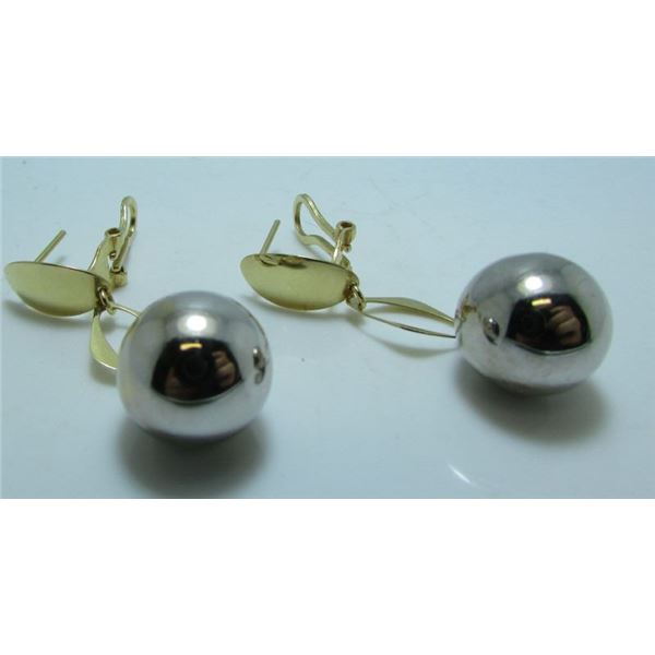 18K White & Yellow Gold Dangle Earrings