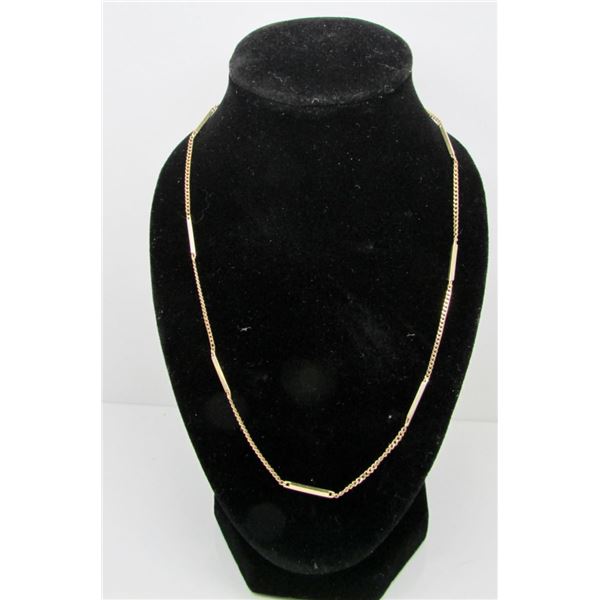 10 Kt Yellow Gold Curb Link & Bar Design Chain - 15" - 3.2 Grams