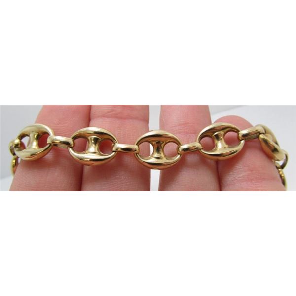 Gorgeous Heavy Gucci Link 14 Kt Yellow Gold Bracelet - 7 1/2"