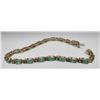 Image 2 : 10 Kt Yellow Gold Emerald & Diamond Bracelet