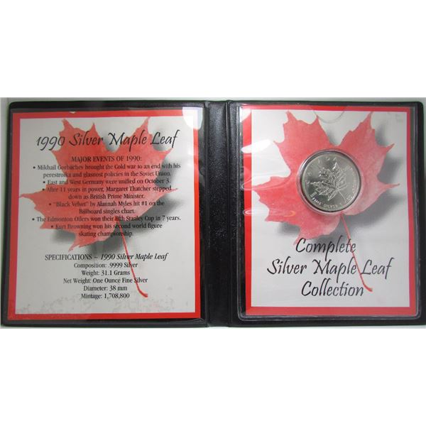 1990 Canada Fine Silver 1 Oz Maple Round In Packaging From First Commemorative Mint