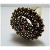 Image 3 : Beautiful 14Kt Yellow Gold Garnet Cluster Cocktail Ring - Size 6 3/4