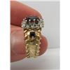 Image 2 : 14 Kt Yellow Gold Garnet, Sapphire & Diamond Fashion Ring - Size 5 1/2