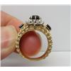 Image 3 : 14 Kt Yellow Gold Garnet, Sapphire & Diamond Fashion Ring - Size 5 1/2