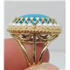 Image 2 : 14Kt Yellow Gold Turquoise & Pearl Ring - Intricate Design - Size 6 1/4