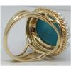 Image 3 : 14Kt Yellow Gold Turquoise & Pearl Ring - Intricate Design - Size 6 1/4