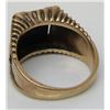 Image 3 : 10 Kt Yellow Gold & Onyx Mens Masonic Ring - Size 10