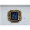 Image 1 : Mens 10 Kt Yellow Gold & Blue Stone Masonic Ring