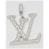 Image 3 : Custom 18Kt White Gold LV (Louis Vuitton) Diamond Pendant / Charm - 1.5ctw