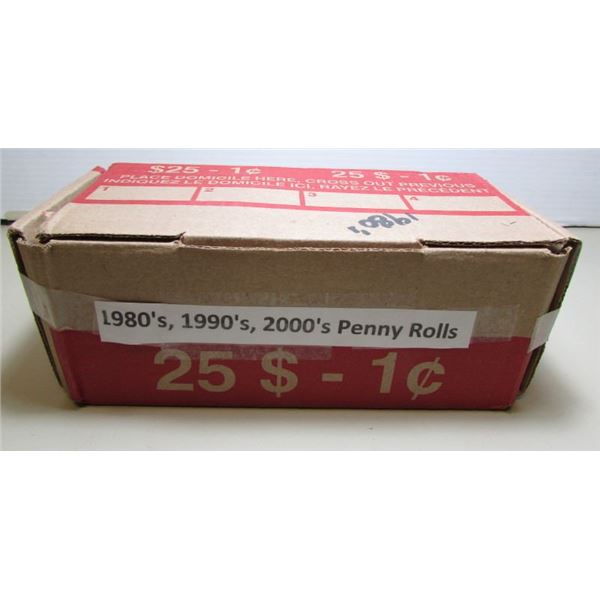 ESTATE FIND - Bank Box Of Pennies (1980's - 2000's) $25 Face In Canadian Pennies