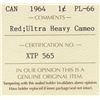 Image 3 : 1964 Canada ICCS Graded Small Cent Penny Coin - PL-66; Red - Ultra Heavy Cameo