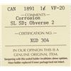 Image 5 : 1891 Canada ICCS Graded Large Cent Coin - V F 20 - SL SD - OBV 2