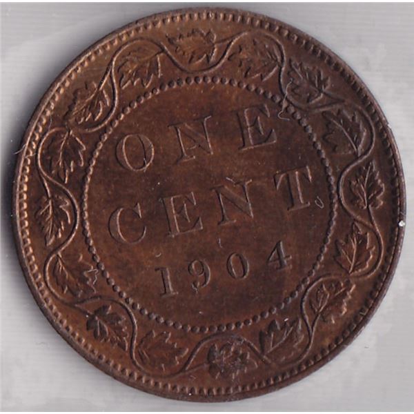 1904 Canada ICCS Graded Large Cent Coin - MS-63 - Red