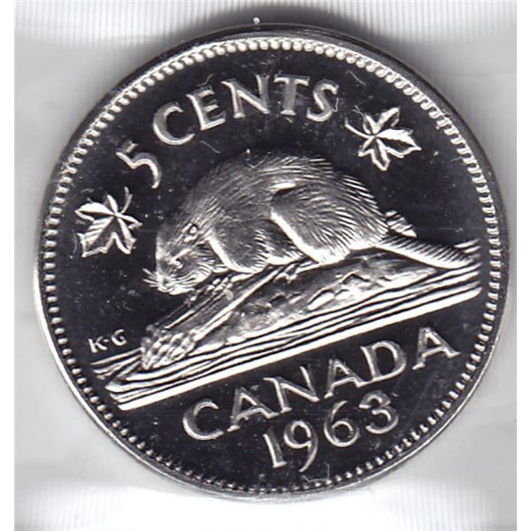 1963 Canada ICCS Graded 5-Cent Nickel Coin - PL-66; Heavy Cameo