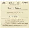 Image 3 : 1963 Canada ICCS Graded 5-Cent Nickel Coin - PL-66; Heavy Cameo