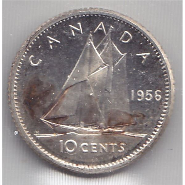 1956 Canada ICCS Graded Silver 10-Cent Dime Coin - PL-66 - Cameo