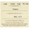 Image 3 : 1956 Canada ICCS Graded Silver 10-Cent Dime Coin - PL-66 - Cameo