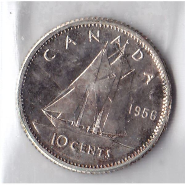 1956 Canada ICCS Graded Silver Ten (10) Cent Dime Coin - PL-64