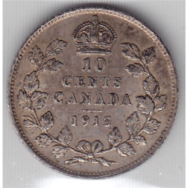 1915 Canada ICCS Graded Silver 10-Cent Dime Coin - VF-30
