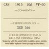 Image 3 : 1915 Canada ICCS Graded Silver 10-Cent Dime Coin - VF-30