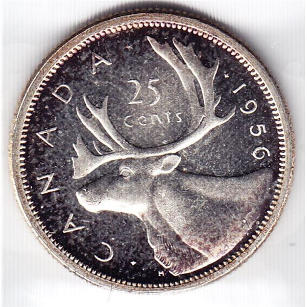 1956 Canada ICCS Graded Silver 25-Cent Quarter Coin - PL-66