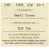 Image 4 : 1906 Canada ICCS Graded Silver 25-Cent Quarter Coin - A G 3 - SMALL CROWN