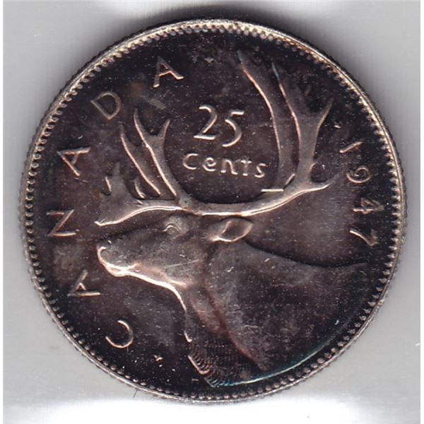 1947 Canada ICCS Graded Silver 25 Cent Quarter Coin - MS-65