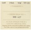 Image 3 : 1946 Canada ICCS Graded Silver 50-Cent Half Dollar Coin - VF-20