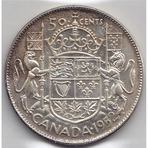 1952 Canada ICCS Graded Silver Fifty (50) Cent Half Dollar Coin - MS-64