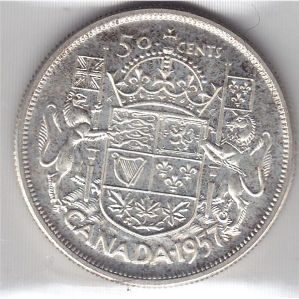 1957 Canada ICCS Graded Silver 50-Cent Half Dollar Coin - PL-65