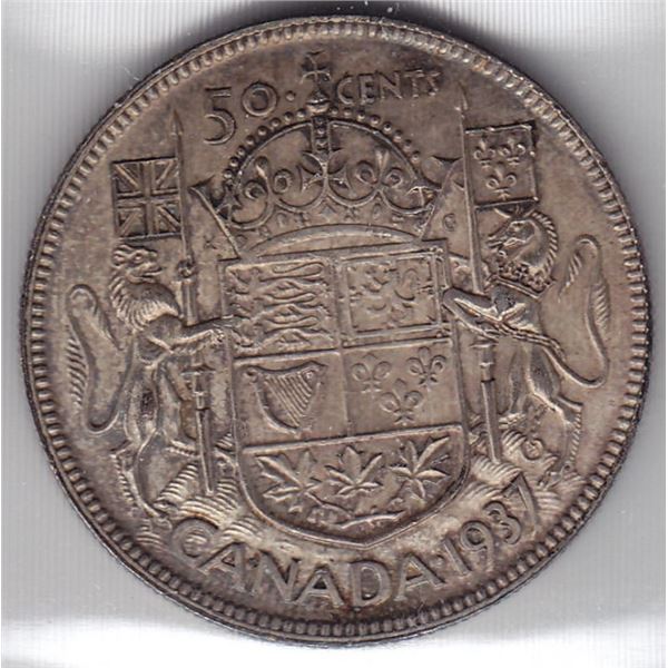 1937 Canada ICCS Graded Silver 50 Cent Half Dollar Coin - MS-62