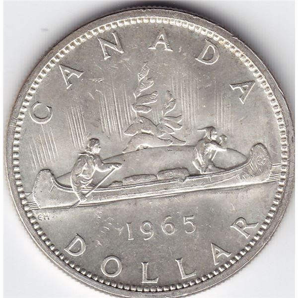 1965 Canada Silver Dollar Coin - Medium Bead - Type 5
