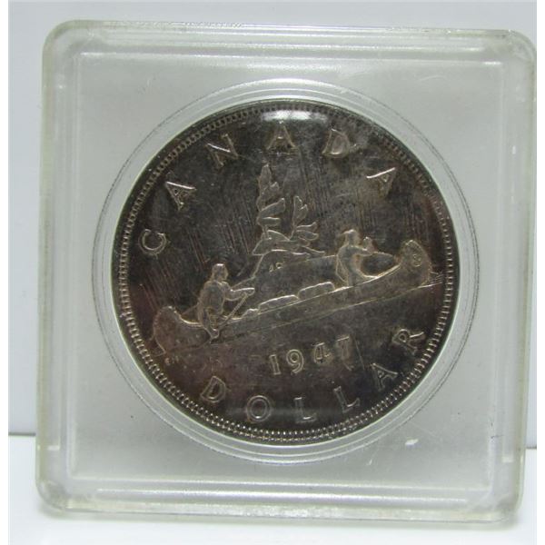 1947 Canada Silver $1 Dollar Coin - Blunt 7
