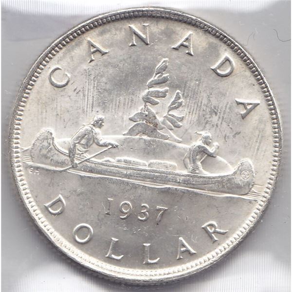1937 Canada Silver $1 Dollar Coin - ICCS Graded MS-64!