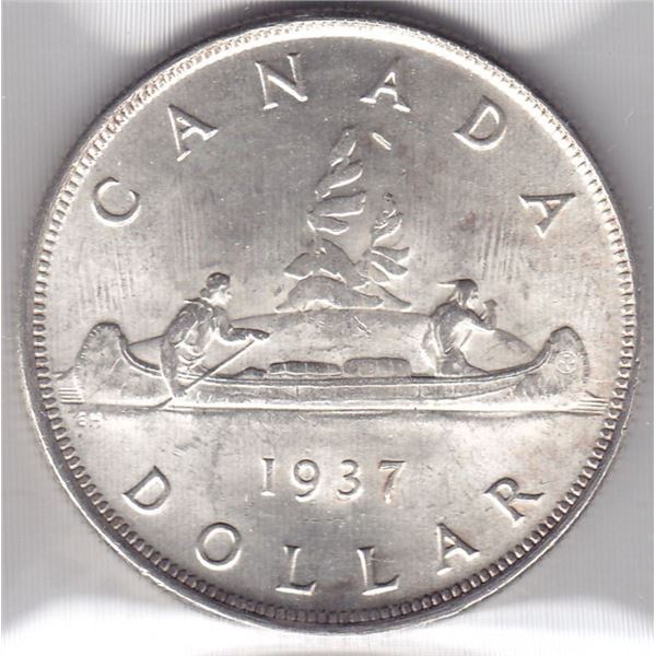 1937 Canada ICCS Graded Silver $1 Dollar Coin - MS-63