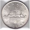 Image 1 : 1937 Canada ICCS Graded Silver $1 Dollar Coin - MS-63