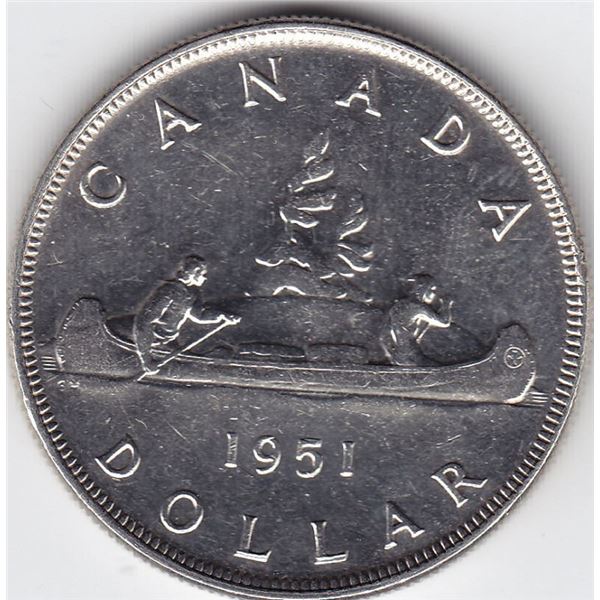 1951 Canada Silver $1 Dollar Coin - FWL, 2 x HP