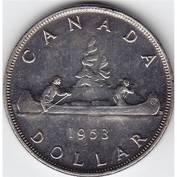 1953 Canada Silver $1 Dollar Coin - SWL/SF Variant