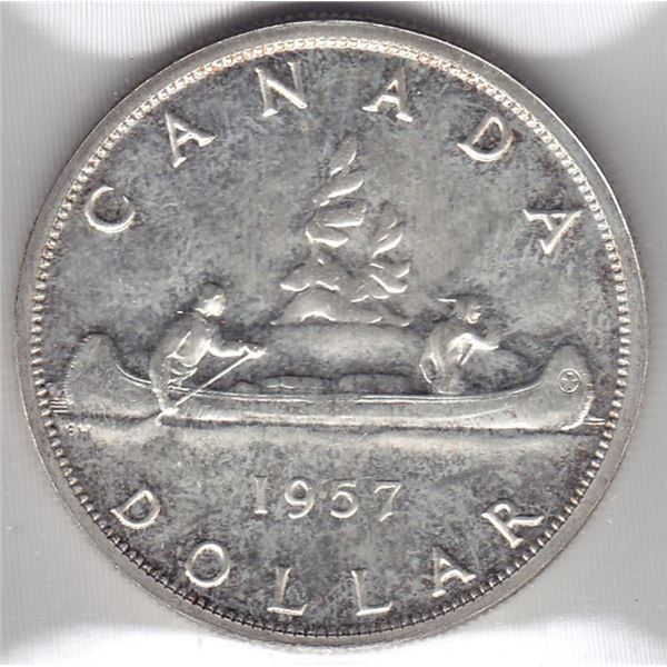 1957 Canada ICCS Graded Silver $1 Dollar Coin - PL-65