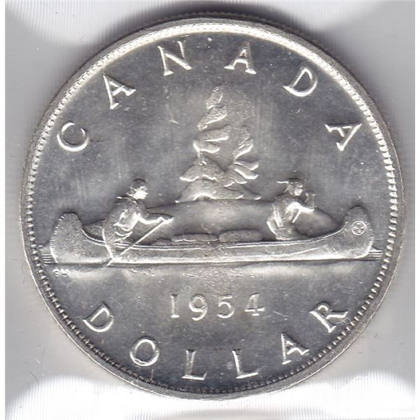 1954 Canada ICCS Graded Silver $1 Dollar Coin - MS 62