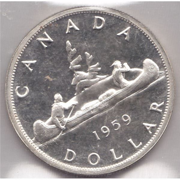 1959 Canada ICCS Graded Silver $1 Dollar Coin - PL-64 - Cameo