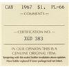 Image 3 : 1967 Canada ICCS Graded Silver $1 Dollar Coin - PL-66