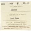 Image 3 : 1958 Canada ICCS Graded Silver $1 Dollar Coin - PL-66; Cameo