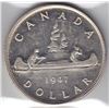 Image 1 : 1947 Canada ICCS Graded Silver Dollar Coin, Double HP, Pointed 7, Dot, A U 55