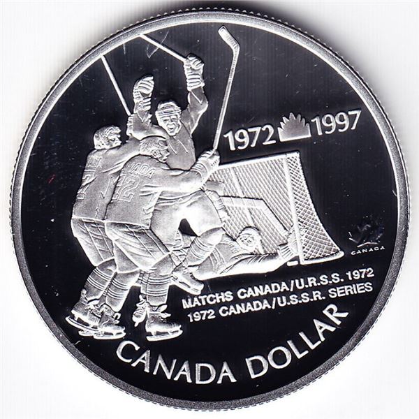 1997 Canada Proof Silver Dollar - Commemorating The Canada - Russia Hockey Series Of 1972