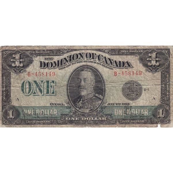 1923 Dominion Of Canada $1 Dollar Note