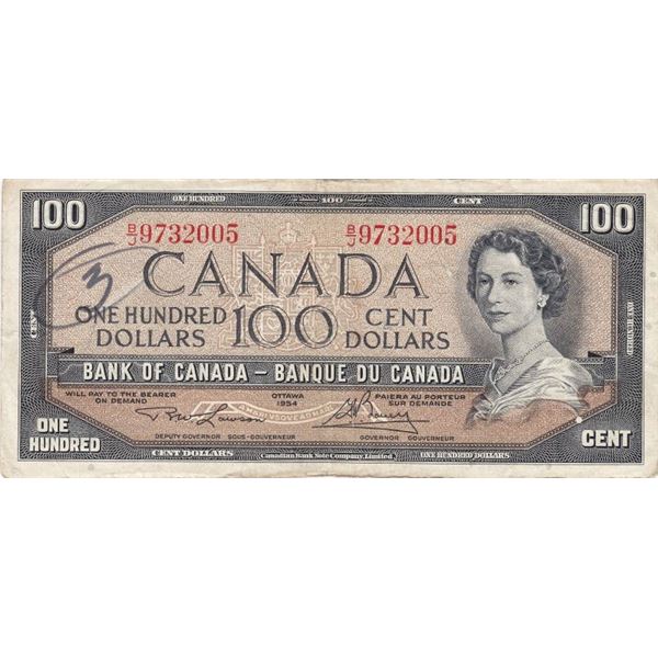 1954 Bank Of Canada $100 Bank Note - Modified Portrait