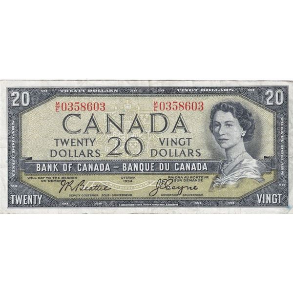 1954 Bank Of Canada $20 Bank Note - Modified Portrait